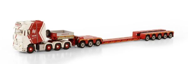 WSI01-3627 - MERCEDES ACTROS MP4 SLT BIGSPACE 8x4 avec plateau surbaissé 5 essieux et dolly 3 essieux ANDRE VOSS - 1