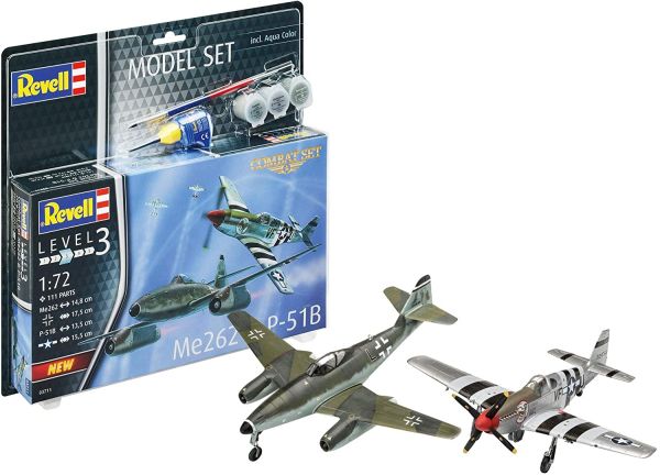 REV03711 - Set de Combat Messerschmitt Me262 & P-51B Mustang à assembler et à peindre - 1