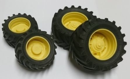 ART04274J - 4 Roues Trelleborg Jaune- Avant 47x24mm - Arrière 62x30mm - 1