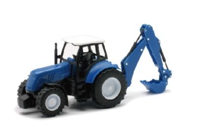 NEW05683C - Tracteur avec pelle retro bleu - 1