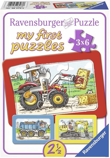 RAV06573 - Mes premiers puzzles - 3 puzzles 6 pièces - engins - 1