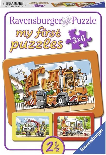 RAV06944 - Mes premiers puzzles - 3 Puzzles cadres 6 Pièces - Les véhicules de travail - 1