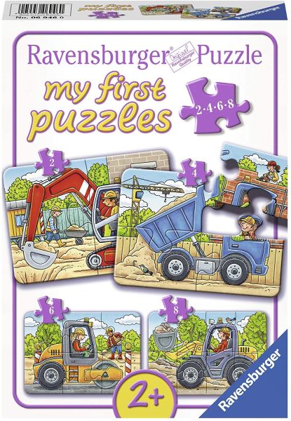 RAV06946 - Mes premiers puzzles - 4 puzzles 2,4,6,8 Pièces - Véhicules de chantier - 1