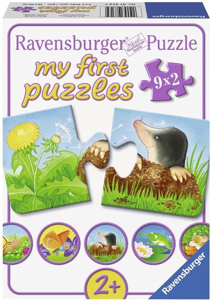 RAV07313 - Mes premiers puzzles - 9 puzzles 2 pièces - Animaux dans le jardin - 1