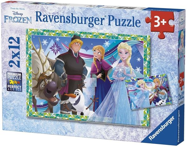 RAV076215 - 2 Puzzles 12 Pièces LA REINE DES NEIGES – jeux d'hiver - 1