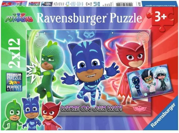 RAV07622 - 2 Puzzles 12 Pièces PJMASKS Le bien contre le mal - 1
