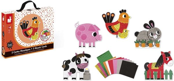 JAN07768 - Kit créatif : Cartes mosaïques une journée à la ferme - 1