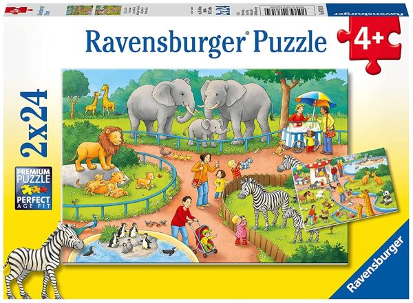 RAV078134 - Puzzle 2x24 Pièces Une journée au zoo - 1