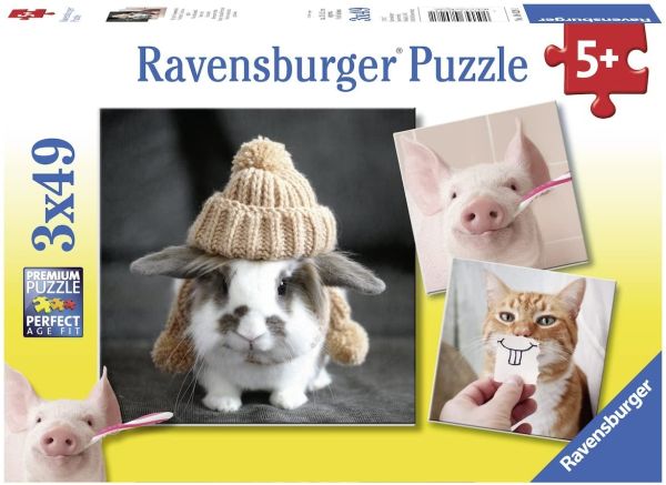RAV080281 - 3 Puzzles 49 Pièces Portraits amusants d'animaux - 1
