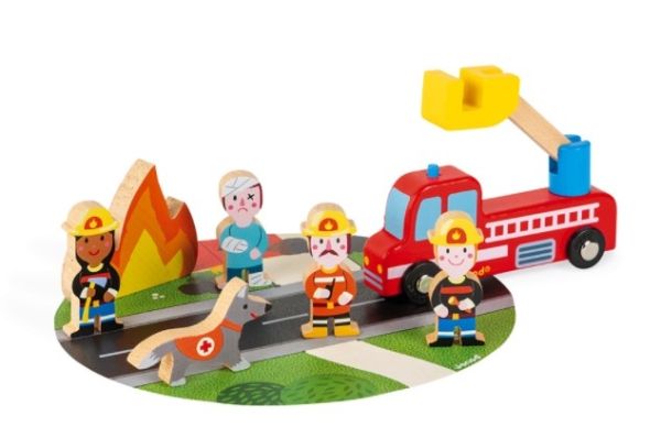 JAN08589 - Set Pompiers en bois - 1