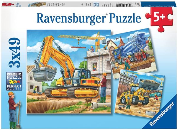 RAV092260 - Puzzle 3x49 Pièces Véhicules de construction - 1