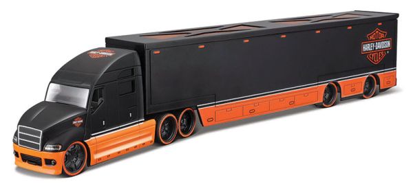 MST11516 - Camion 6x4 avec remorque 2 Essieux HARLEY DAVIDSON Noir et Orange - 1