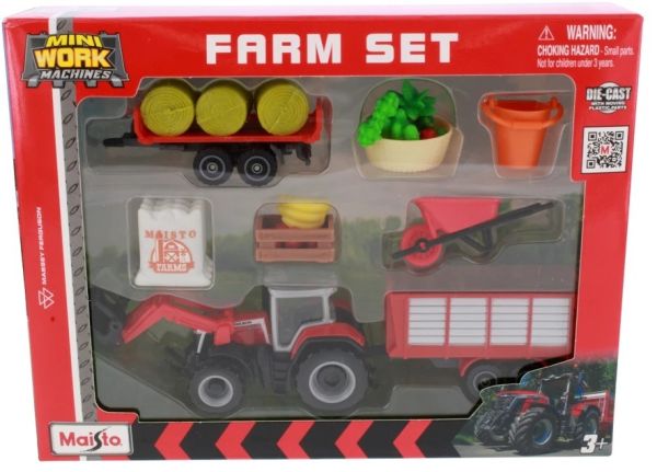 MST12564-A - Set MASSEY FERGUSON 8S.265 avec chargeur - remorque - plateau à paille et accessoires - 1