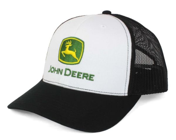 1308-3346-WHBK - Casquette Noir et Blanche JOHN DEERE dos en maille - 1