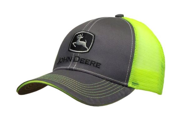 MC13080411CH - Casquette avec filet arrière JOHN DEERE Grise et jaune fluo - 1