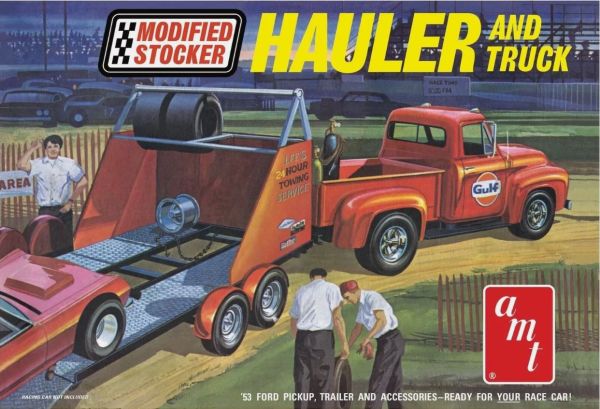 AMT1310/12 - FORD Pick-up avec remorqeu porte voiture GULF à assembler et à peindre - 1