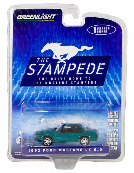 GREEN13340-C - FORD Mustang LX 5.0 1992 vert de la série THE STAMPEDE sous blister - 1