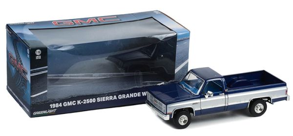 Miniature GMC K-2500 Sierra Grande Wideside 1984 bleu foncé et