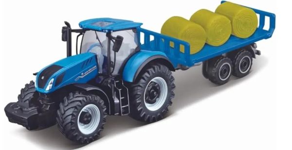 MST15590-A - NEW HOLLAND T7.185 HD avec plateau et round baler sous blister - 1