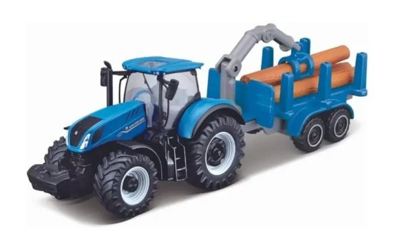 MST15590-B - NEW HOLLAND T7.185 HD avec remorque forestiere sous blister - 1
