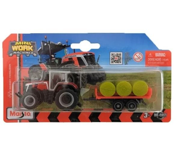 MST15590-D - MASSEY FERGUSON 8S.265 avec plateau et round baler sous blister - 1