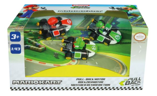 CARRERA15813010 - 3 Kart à friction avec pilote MARIO KART - Mario Luigi et Yoshi - 1