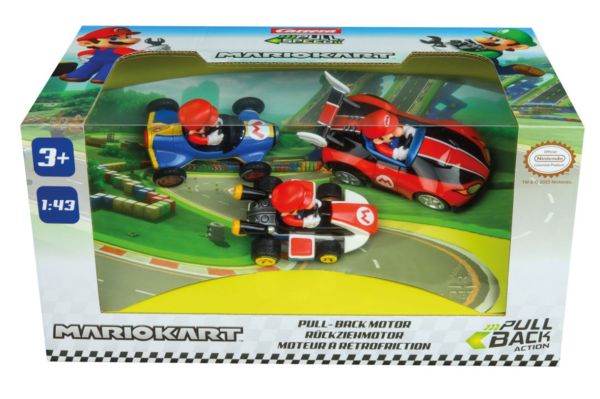 CARRERA15813016 - 3 Véhicules à friction avec pilote MARIO KART - 1