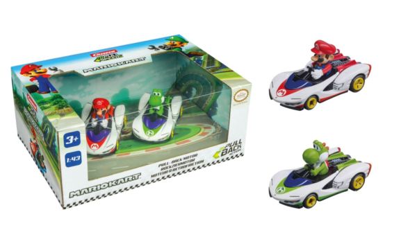CARRERA15813022 - 2 Voitures à friction avec pilote MARIO KART - Mario et Yoshi - 1