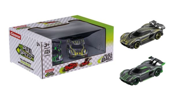 CARRERA15813028 - Pack de 2 voitures Hypercar à friction grise avec jaune et vert - 1