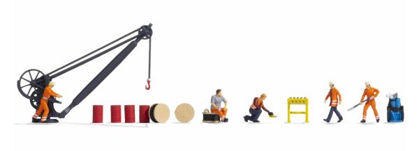 NOC16270 - Figurines thématiques – Rail dépôt – 5 ouvriers avec accessoires - 1