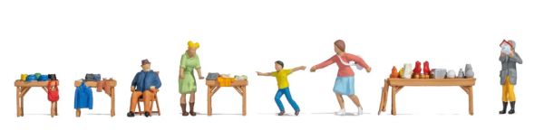 NOC16281 - 5 Figurines avec tables sur le thématique - Marché aux puces - 1