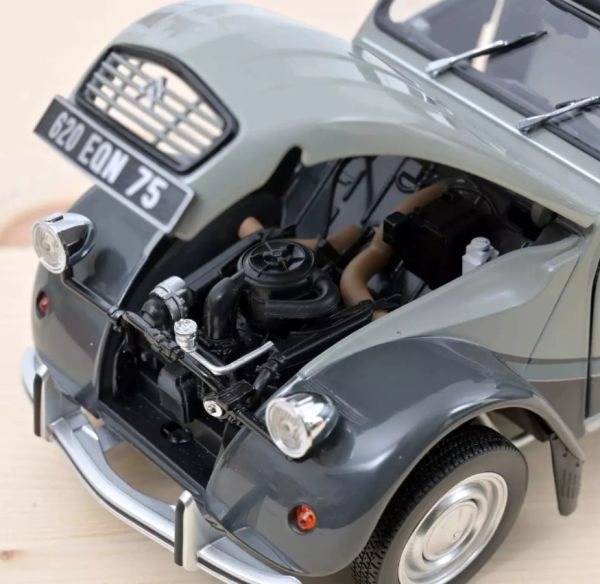 Miniature 2CV En Métal 28 Cm - Effet Vieilli Gris-Rouge - Décoration Vintage, Collection Auto