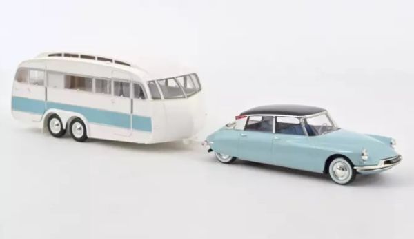 NOREV181760 - CITROEN DS 19 1959 avec Caravane Hénon bleu - 1