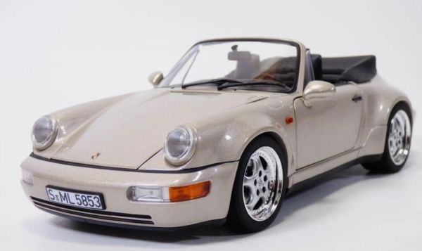NOREV187140 - PORSCHE 911 Turbo Look cabriolet 1992 Argent Zermatt métallique - 1