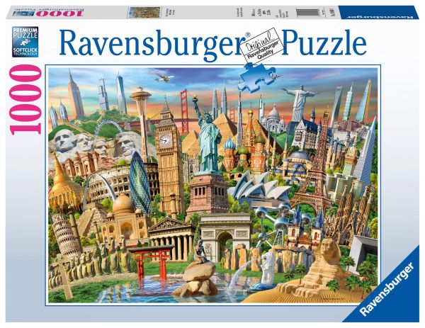 RAV198900 - Puzzle 1000 Pièces Points de repère du monde - 1