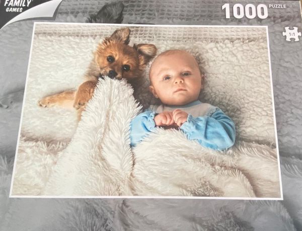 GLOT107-1 - Puzzle de 1000 Pièces Bébé avec son chien - 1