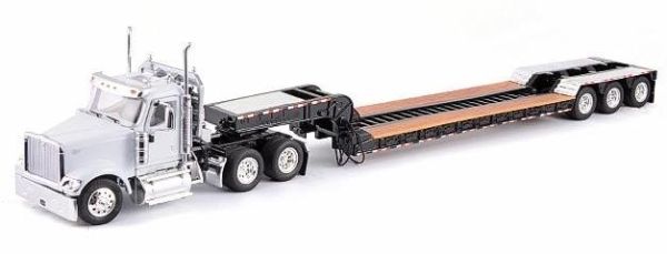 TON13005 - INTERNATIONAL 9900 6x4 DC Blanc Avec remorque porte engins 3 Essieux Ech:1/53 - 1