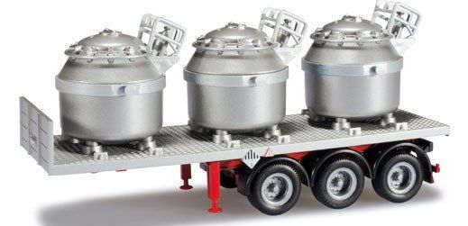 HER076517 - Remorque plateaux 3 Essieux Avec 3 cuves en alu Ech:1/87 - 1