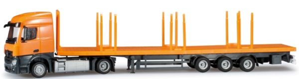 HER303231 - MERCEDES 4x2 Avec remorque 3 Essieux Orange Ech:1/87 - 1