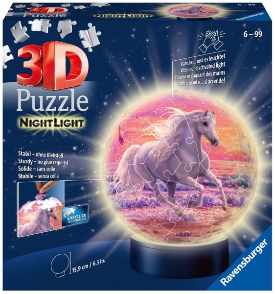 RAV118434 - Puzzle 3D veilleuse 72 Pièces Cheval sur la palge - 1