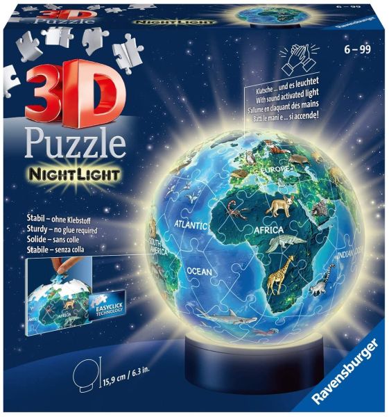 RAV118441 - Puzzle 3D veilleuse 72 pièces La terre de nuit - 1