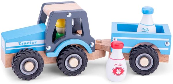 NCT11942 - Tracteur avec remorque et bidon de lait en bois - 1