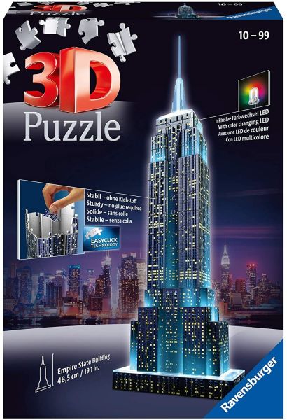 RAV125661 - Puzzle 3D 216 Pièces Empire State Building illuminé - 1