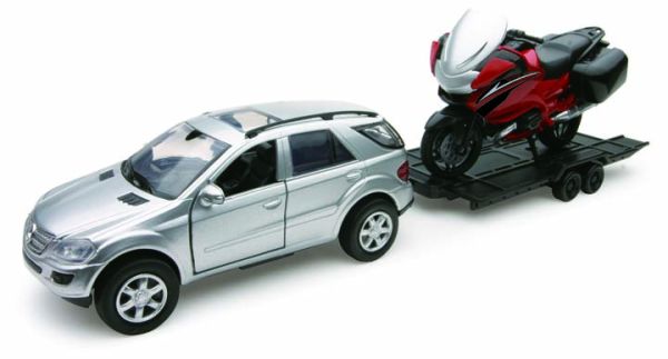 NEW54985B - MERCEDES ML 500 Avec remorque et moto Rouge - 1