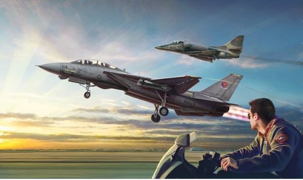 ITA1422 - Avion de chasse US Navy Fighter Top Gun - F-14A vs A-4F  à assembler et à peindre - 1