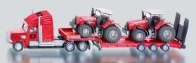 SIK1857 - Camion 6x4 Avec Porte-engins surbaissée  avec 2 MASSEY FERGUSON 8480 Ech:1/87 - 1