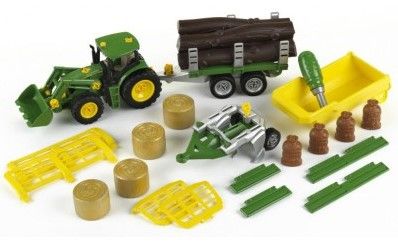 KLE3907 - JOHN DEERE 6215R avec Herse et  plateau modulable à balles, forestiére ou Benne - 1