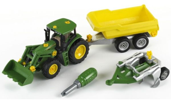 KLE3904 - JOHN DEERE 6215R avec Remorque et Herse - 1