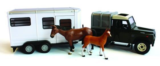 BRI42835 - LAND ROVER NOIR Avec 1 van 2 Essieux  et 2 chevaux Ech:1/16 Compatible avec les articles BRUDER - 1