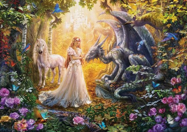 EDU17696 - Puzzle 1500 Pièces le Dragon la Princesse et la Licorne - 1